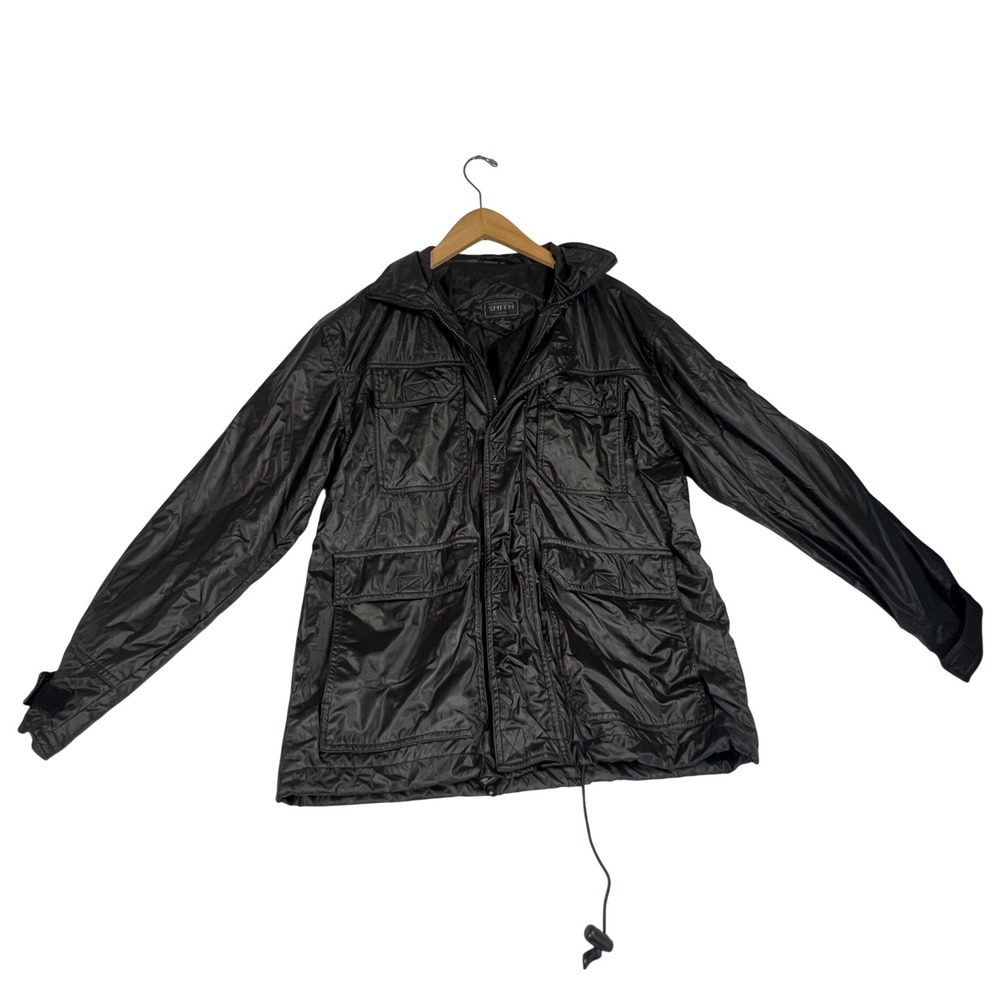 Whispering Smith London Mens Black Polyurethane Field Jacket Size M Utility Zip